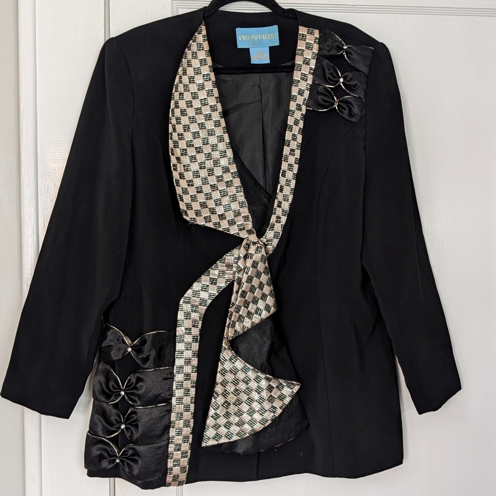 Proverbs Size 18 Statement Blazer W Gingham Scarf… - image 1